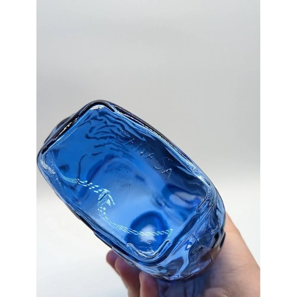 Vintage Cobalt Blue Glass Peanut Bottle Embossed Textured Bud Vase Canada 6 inch